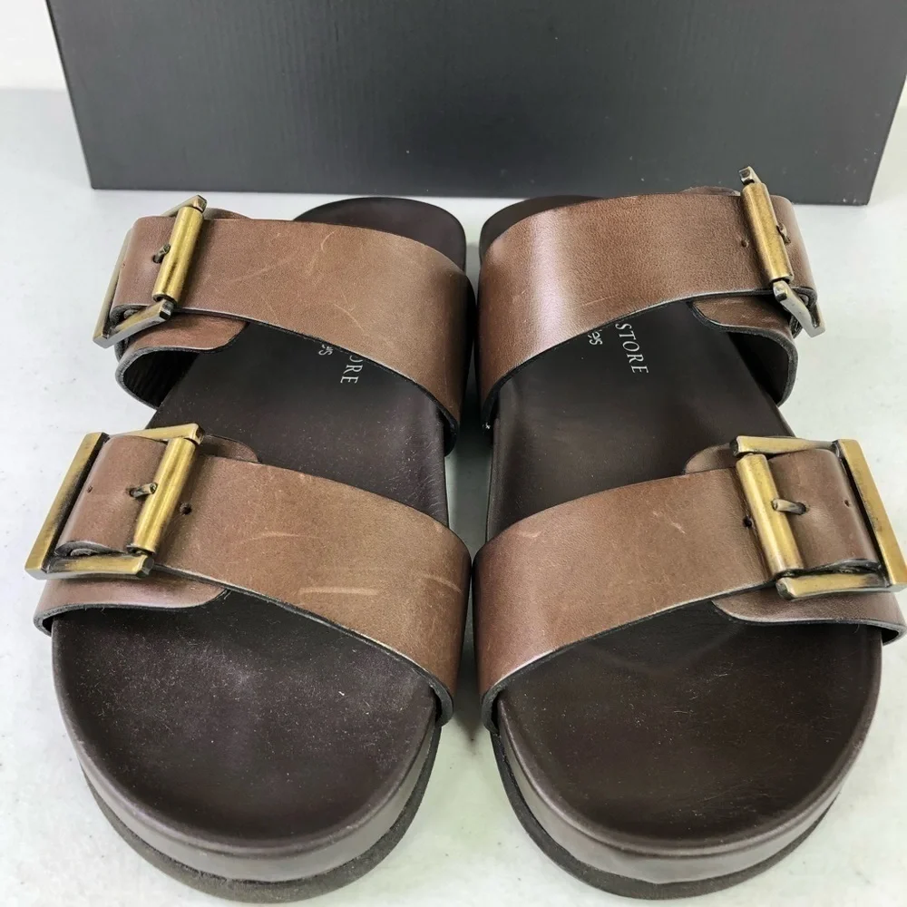 The Mens Store Bloomingdales Brown Devin Sandals Size 8M